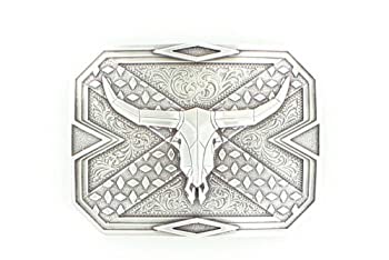 【中古】【輸入品・未使用】Nocona Belt Co. レディース MFスクエアプレート ステアスカルバックル シルバー