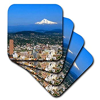 【中古】【輸入品・未使用】(set-of-4-Soft) - 3dRose cst_93477_1 USA%ｶﾝﾏ% Oregon%ｶﾝﾏ% Portland. City Skyline and Mt. Hood-Us38 Bja0166-Jaynes Gallery-Soft Coasters