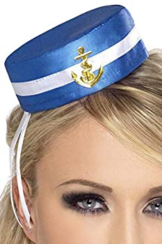 【中古】【輸入品・未使用】帽子　青　水兵風　ヘアアクセサリー　ピルボックス型　大人女性用　Pill Box Sailor Hat