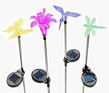 【中古】【輸入品・未使用】Solaration KB1041 Solar Stake Flower%ｶﾝﾏ% Hummingbird%ｶﾝﾏ% Butterfly and Dragonfly Garden Stake Lights%ｶﾝﾏ% Four Pieces Set 141［並行輸