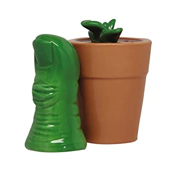 【中古】【輸入品・未使用】Salt & Pepper Shakers Set - GREEN THUMB New Ceramic Kitchen Gifts 9485|スカイマーケットプラス