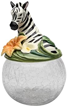 【中古】【輸入品・未使用】Cosmos Gifts 10804 Zebra Cookie/Candy Jar with Ceramic Lid%ｶﾝﾏ% 9-1/2-Inch