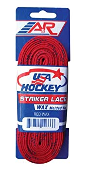 【中古】【輸入品・未使用】(210cm %ｶﾝﾏ% Red) - A & R USA Striker Hockey Laces Waxed