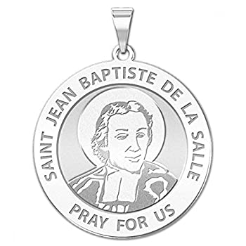 Saint jean-baptiste de la Salle Religious Medal 14?K黄色またはホワイトゴールド、またはスターリングシルバー