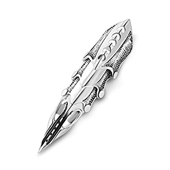 【中古】【輸入品・未使用】Jovivi 1pc Men's Silvery Armour Knuckle Full Finger Double Ring Punk Rock Gothic Cool|スカイマーケットプラス