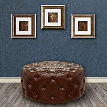 【中古】【輸入品・未使用】Armen Living Victoria Ottoman in Brown Bonded Leather 141［並行輸入］