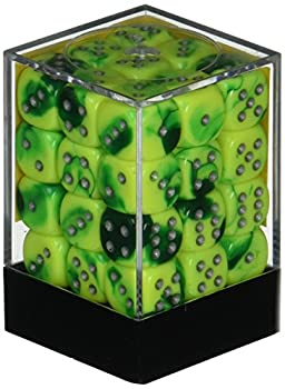 【中古】【輸入品・未使用】Green Yellow with Silver Gemini Dice D6 12mm Set of 36