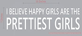 【中古】【輸入品・未使用】Wall Dcor Plus More WDPM2150 I Believe Happy Girls Are The Prettiest Girls Wall Vinyl Sticker Quote%ｶﾝﾏ% 23 W x 7 H%ｶﾝﾏ% White%ｶﾝﾏ% 1-P