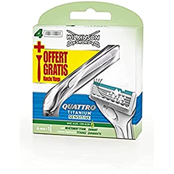 Wilkinson Sword Quattro Titanium Sensitive Razor Blades - Pack of 4 Blades