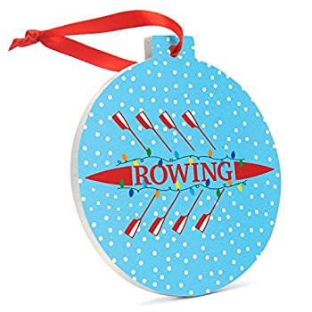 【中古】【輸入品・未使用】Rowing Silhouette With Holidayライトオーナメント|クルー磁器Ornaments by Chalktalkスポーツ|複数の色