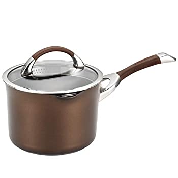 【中古】【輸入品・未使用】Circulon Symmetry Chocolate Hard Anodized Nonstick 3-1/2-Quart Covered Straining Saucepan by Circulon [並行輸入品]