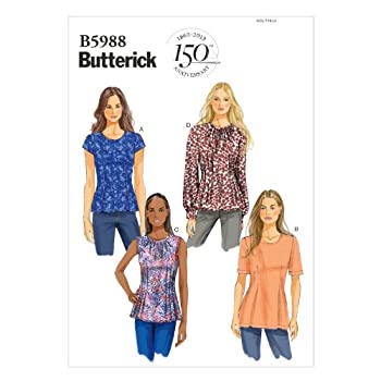 Butterick Patterns B5988 Misses' Misses' Petite Top Sewing Template%カンマ% Size B5 by BUTTERICK PATTERNS