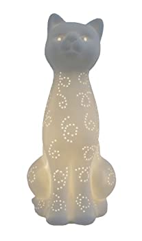 【中古】【輸入品・未使用】Simple Designs LT3056-WHT White Porcelain Animal Shaped Table Lamp%ｶﾝﾏ% Kitty Cat by All The Rages [並行輸入品]