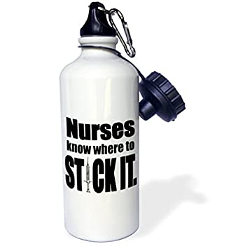 【中古】【輸入品・未使用】3dRose wb_173395_1 Nurses Know Where To Stick It%ｶﾝﾏ% Red Sports Water Bottle%ｶﾝﾏ% 21 oz%ｶﾝﾏ% White by 3dRose [並行輸入品]