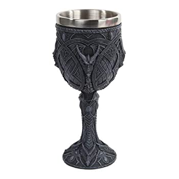 【中古】【輸入品・未使用】Guardian Dragon Wine Goblet Chalice Resin Body Stainless Steel Faux Stone