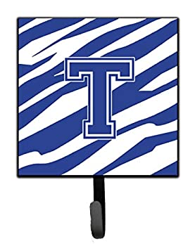 【中古】【輸入品・未使用】Carolines Treasures CJ1034-TSH4 Letter T Initial Tiger Stripe Blue And White Leash Holder Or Key Hook
