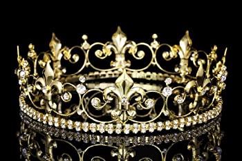 【中古】【輸入品・未使用】Venus Jewelry(ヴィーナス ジュエリー) 高さ約5cm！華やかなゆりの紋章をあしらったクラウン 金メッキ クリアクリスタル (並行輸入)