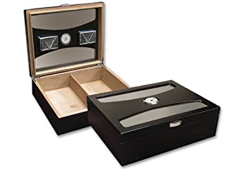 【中古】【輸入品・未使用】Prestige Import Group 100 Ct. Black Humidor with UV Glass by Prestige Import Group [並行輸入品]