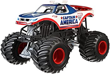 【中古】【輸入品・未使用】Hot Wheels Monster Jam 1:24 Die-Cast Captain America Vehicle|スカイマーケットプラス