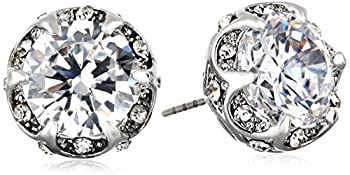 【中古】【輸入品・未使用】[ベッツィ・ジョンソン]Betsey Johnson%ﾀﾞﾌﾞﾙｸｫｰﾃ%Cz Ears%ﾀﾞﾌﾞﾙｸｫｰﾃ% Crystal Cubic Zirconia Silver Ruffled Round Stud Earrings ピアス ジュ