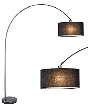 【中古】【輸入品・未使用】SH Lighting 6938BK - ブラシスチールアーチフロアランプ ブラック大理石ベース - ブラックドラムスタイルシェード - 高さ81インチ - ブラック|スカイマーケットプラス
