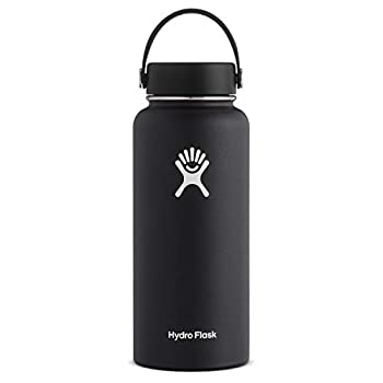 【中古】【インポート品・未当て嵌める】Hydro Flask ハイドロ瓶 Black Stainless Steel Water Bottle Wide Mouth w/Flex Cap [並行輸入品] (Black%ｶﾝﾏ% 946ml)