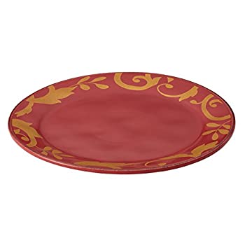 【中古】【輸入品・未使用】レイチェル 線 食器 ゴールド スクロール 12-1/2 インチ 丸い 大皿 、 クランベリー の 赤