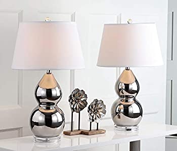 【中古】【輸入品・未使用】Safavieh Lighting Collection Jill Silver Double Gourd 25.5-inch Table Lamp (Set of 2) by Safavieh