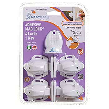 【中古】【輸入品・未使用】(4 Locks 1 Key) - Dreambaby Adhesive Mag Locks - 4 Locks%ｶﾝﾏ% 1 Key - White