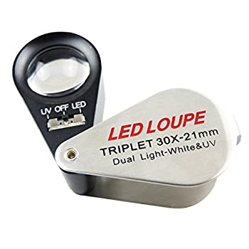 【中古】【輸入品・未使用】GAIN EXPRESS 折りたたみ式 30X ルーペ 21mm 倍率30倍 トリプレットレンズ ジュエリールーペ　拡大鏡LEDとUVライト付き コイン 切手 紙幣 宝石鑑