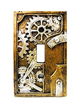 【中古】【輸入品・未使用】[PTC]PTC 4.25 Inch Resin Steampunk Light Switch Plate Cover%ｶﾝﾏ% Gray/Gold 10199 [並行輸入品]｜スカイマーケットプラス