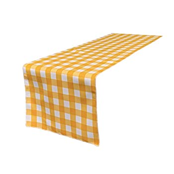 【中古】【輸入品・未使用】Laリネンポリエステルチェック模様テーブルランナー イエロー TCcheck14X108Yellow147Wht