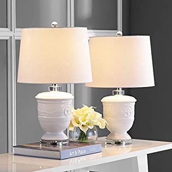 【中古】【輸入品・未使用】Safavieh Lighting Collection 靴 ホワイト 24インチ 寝室 リビングルーム ホーム オフィス デスク ナイトスタンド テーブルランプ (2個セット)｜スカイマーケットプラス