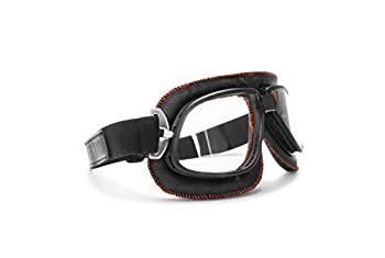 【中古】【輸入品・未使用】Vintage Motorcycle Goggles in Black Leather and Orange Stitching with Anticrash Lenses By Bertoni Italy - AF196B