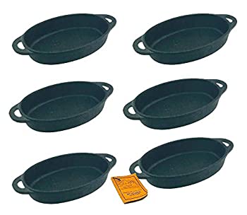 【中古】【輸入品・未使用】Old Mountain 鋳鉄製 シーズニング 楕円形 1杯分皿 6個セット