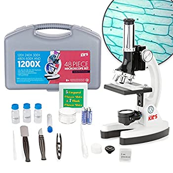 【中古】【輸入品・未使用】AmScope -KIDS 120X-240X-300X-480X-600X-1200X 48pcメタルアーム＆ベース教育キッズ生物顕微鏡キット