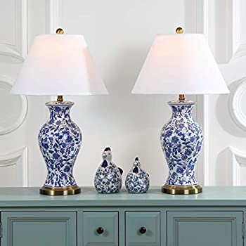 【中古】【インポート品・未当て嵌める】Safavieh Lighting Collection 北京花柄 骨壺 青み/白いこと 29in 臥し所 リビング御部屋 老人ホーム 執務室 学習机 ナイト爵照明ランプ 時刻表