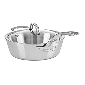 【中古】【インポート品・未当て嵌める】Viking Contemporary 3層ステンレススチールソテーパン 蓋付き添い人 3.6クオート