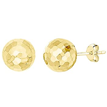 【中古】【輸入品・未使用】14k Yellow Gold Hammered Finish Ball Stud Earrings%カンマ% 7mm