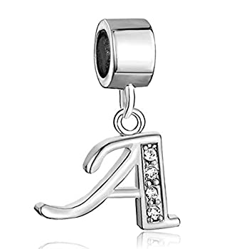 【中古】【輸入品・未使用】CharmSStory アルファベットビーズ A - Z イニシャルとスペーサーのダングルネックレス 透明な合成クリスタルとシルバーのPチャーム スネークチ