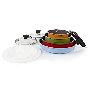 【中古】【輸入品・未使用】セラミック テフロン加工 の 調理器具 を 9 点 セット 取り外し可能な Neoflam Midas ハンドル %カンマ% 多色 %カンマ% 省スペース|スカイマーケットプラス