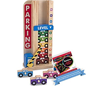 【中古】【輸入品・未使用】Wooden Stack & Count Parking Garage Classic Toy + FREE Melissa & Doug Scratch Art Mini-Pad Bundle [51828]｜スカイマーケットプラス