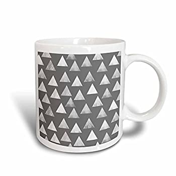 【中古】【輸入品・未使用】3dローズInspirationzStoreパターン???チャコールグレー三角形パターン???ダークグレースタンプテクスチャPrinted Look???マグカップ 11 oz ホワ