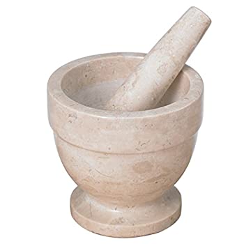 【中古】【インポート品・未当て嵌める】Creative Home 三鞭酒マーブル 摺り鉢\u0026すりこぎ仕掛ける 5.9in x 5.9in ベージュ
