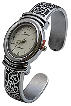 【中古】【輸入品・未使用】Geneva Womens OxidizedスクロールデザインHingedファッションCuff Watchホワイトダイヤルw9132｜スカイマーケットプラス