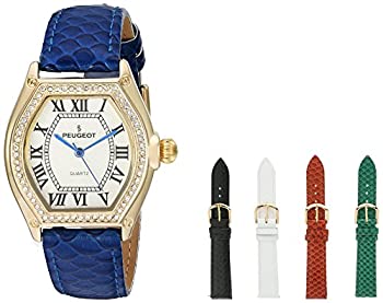 【中古】【インポート品・未当て嵌める】プジョーWomenの5つの取り替えっこ能力のあるななめし革ダンス楽隊Watch差し上げ物仕掛ける os ゴールド