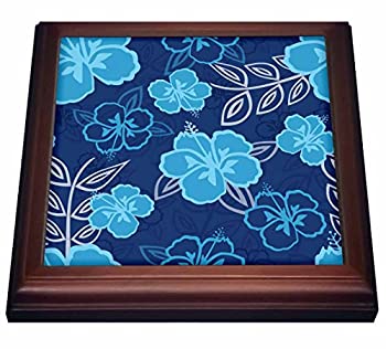 【中古】【輸入品・未使用】Janna Salak Designsプリントとパターン???ブルーハワイアンハイビスカス柄パターン???五徳 8x8 Trivet with 6x6 ceramic tile ホワイト trv_203