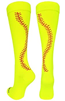 【中古】【輸入品・未使用】MadSportsStuff ソフトボールソックス ステッチ入り ふくらはぎ丈（選べるカラー） M イエロー