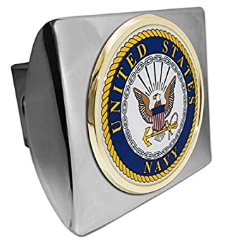 【中古】【輸入品・未使用】米国海軍メタルエンブレムonクロームメタルHitchカバー