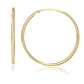 【中古】【インポート品・未当て嵌める】jewelstop 14?Kイエローゴールドエンドレスフープイヤリング???25?粍